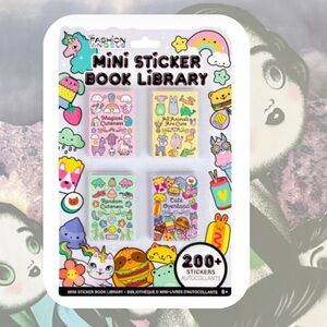 🆕 🎉 set of 4 mini sticker books of kawaii animals & food